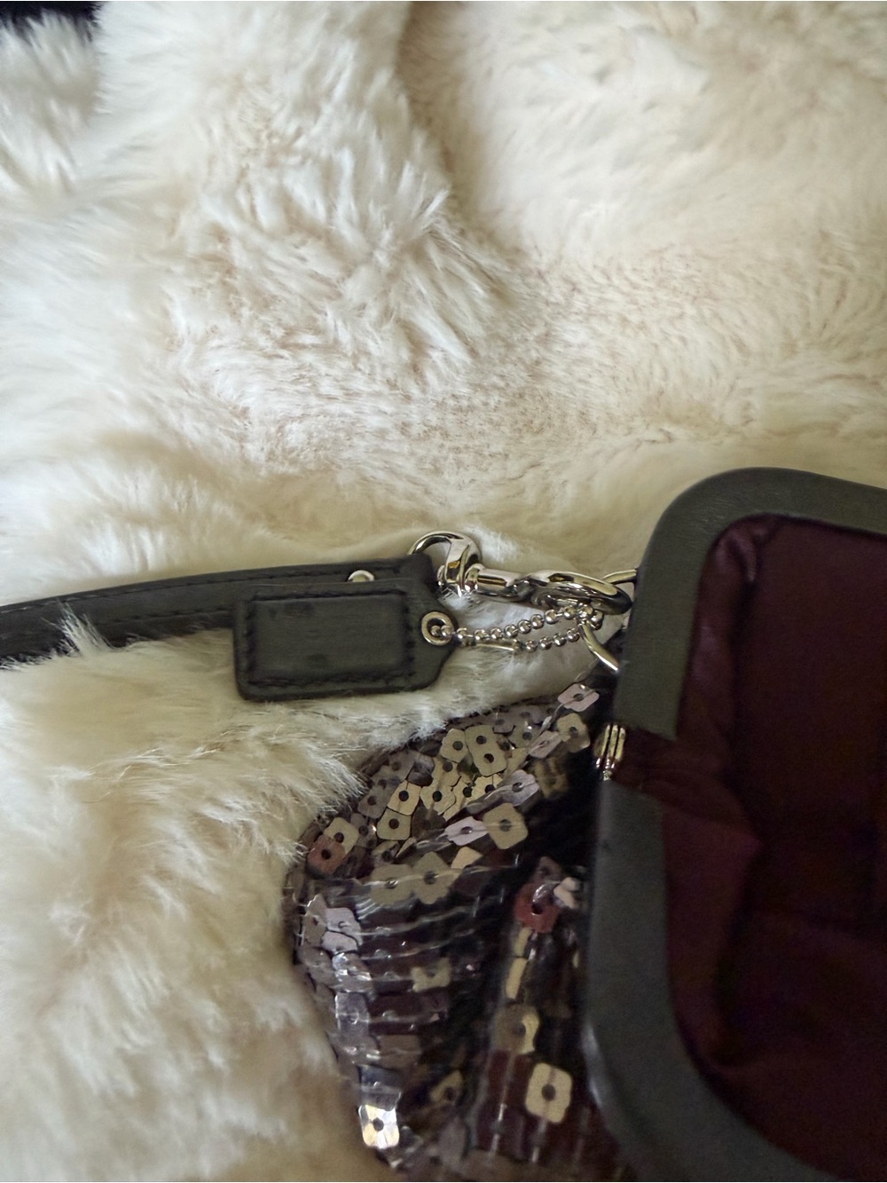 Coach Silver Sequin Kiss-Lock Clutch - Picture 6 of 9